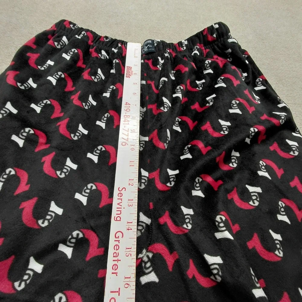 True Religion Black W/Red Logo All Over Print Velour Fleece Lounge Pants Mens XL